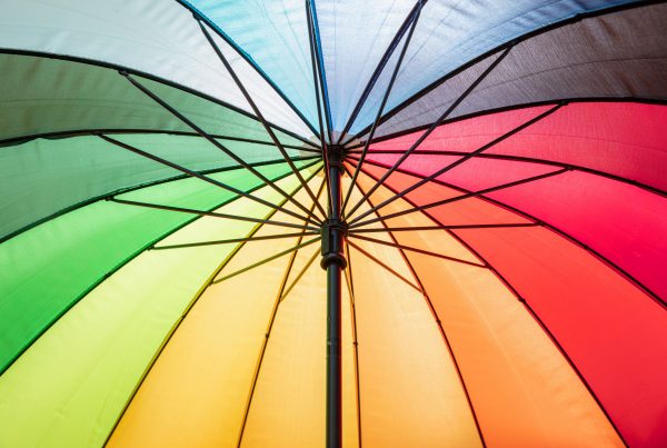 rainbow multi-coloured umbrella