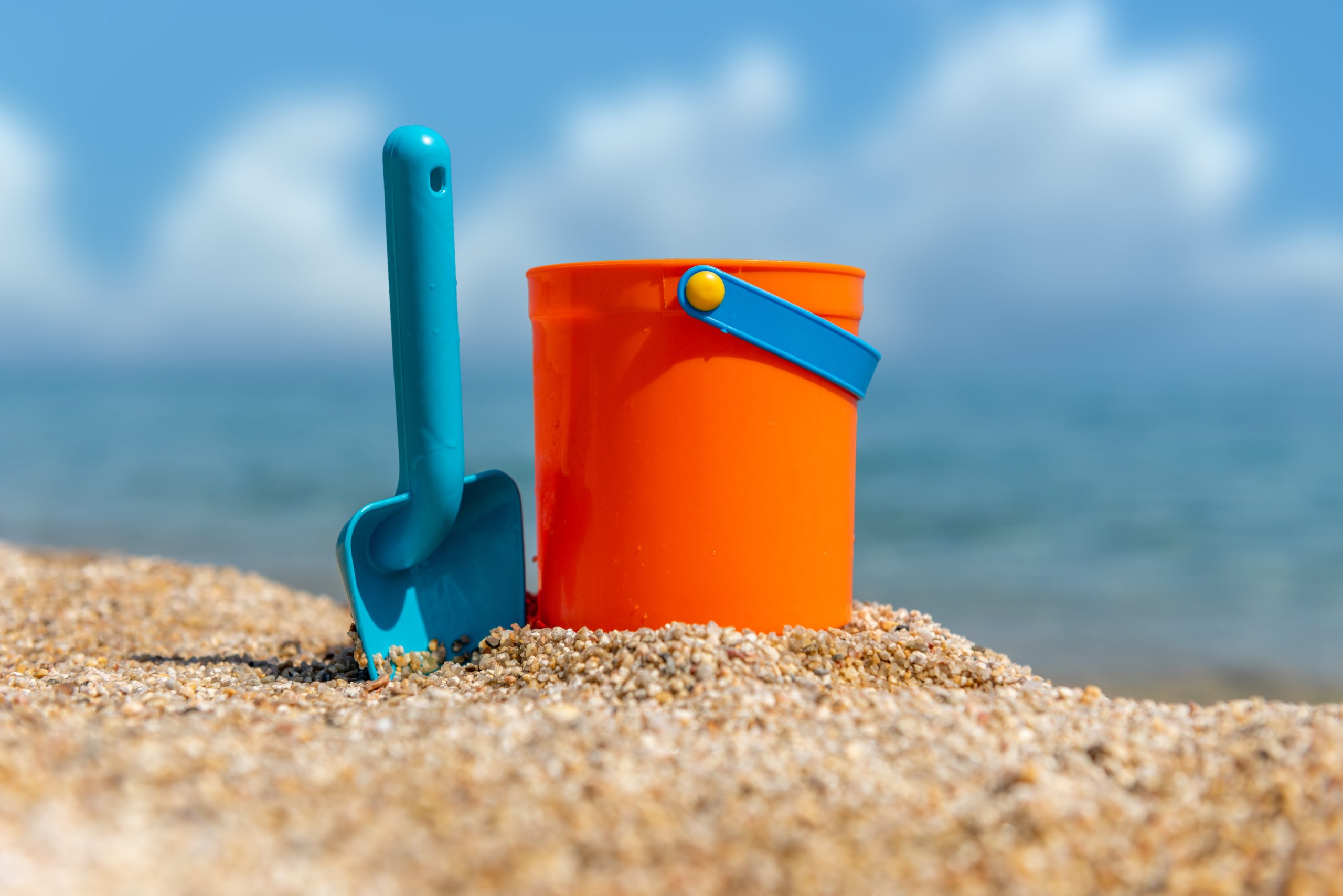 spade and bucket at a beach